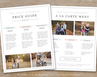 Photography Price List Template - Photography Pricing Guide - Photography Sell Sheet - Photoshop Template