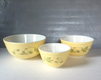 Vintage Pyrex Shenendoah Mixing Bowl Set, Nesting, 401, 402, 403