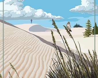 Los Osos, California - Sand Dunes Day Scene (Art Prints available in multiple sizes)
