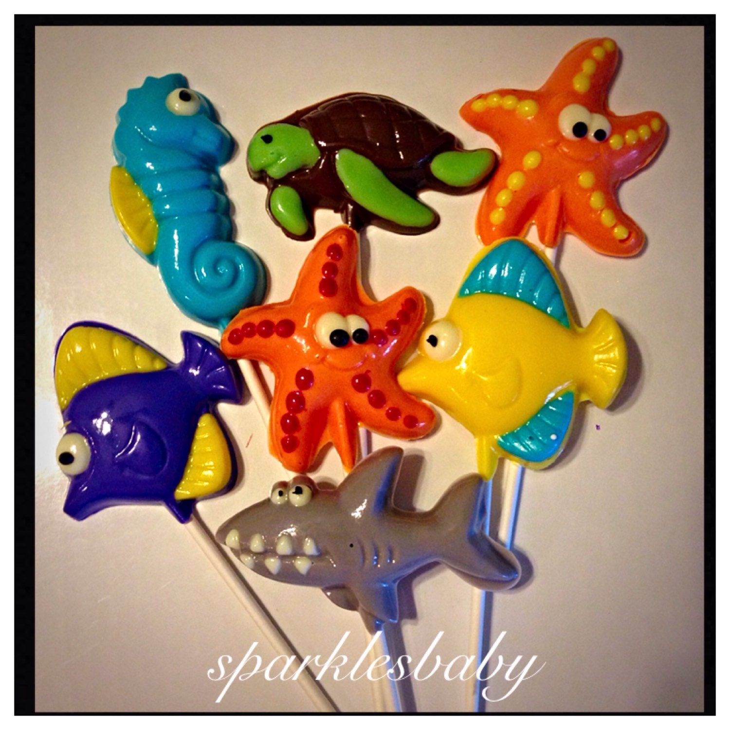 Sea creature Chocolate pops Fish Shark Turtle Seahorse