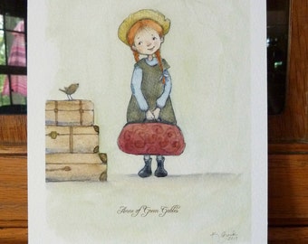 Anne of Green Gables Wall Art - Now available in larger sizes - Little Girl Room Decor - Literary Art - Watercolor Print