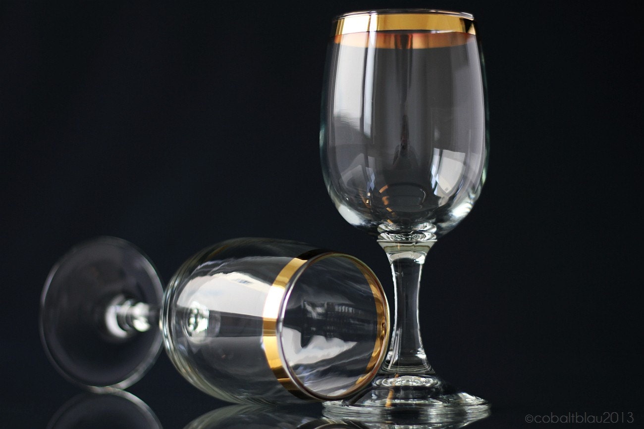 Drinking Glasses Gold Rim Gold Rimmed Set of 2 for Beer Water