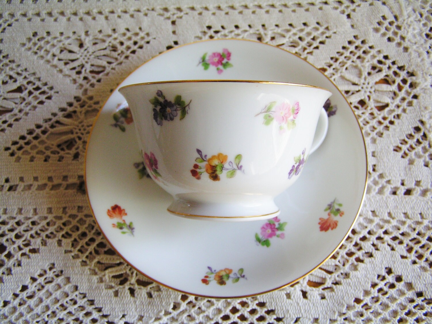 Vintage Noritake China Tea Cup and Saucer Pretty MultiColored