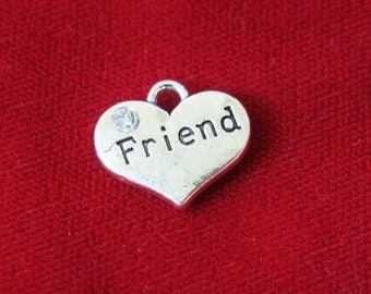 5pc "friend" charms in antique silver style (BC763)