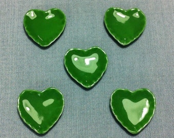 Plates 5 Dishes Miniature Hand Painted Green Hearts Ceramic Supply Tiny Small Dish Plate Tray Dollhouse Display Decoration Supplies Jewelry