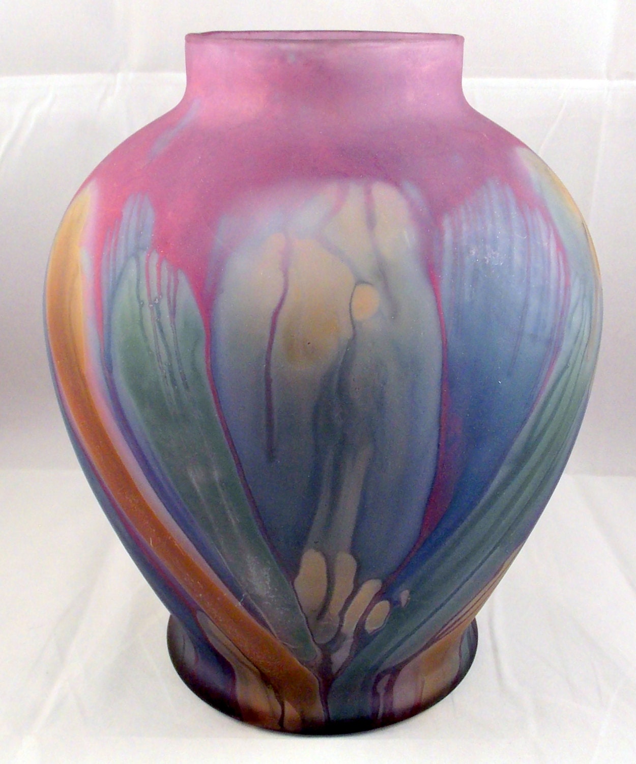 Rueven Nouveau Art Glass Vase Hand Painted