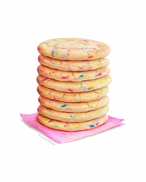 Rainbow Sprinkle Cookies // Food Illustration // Quality