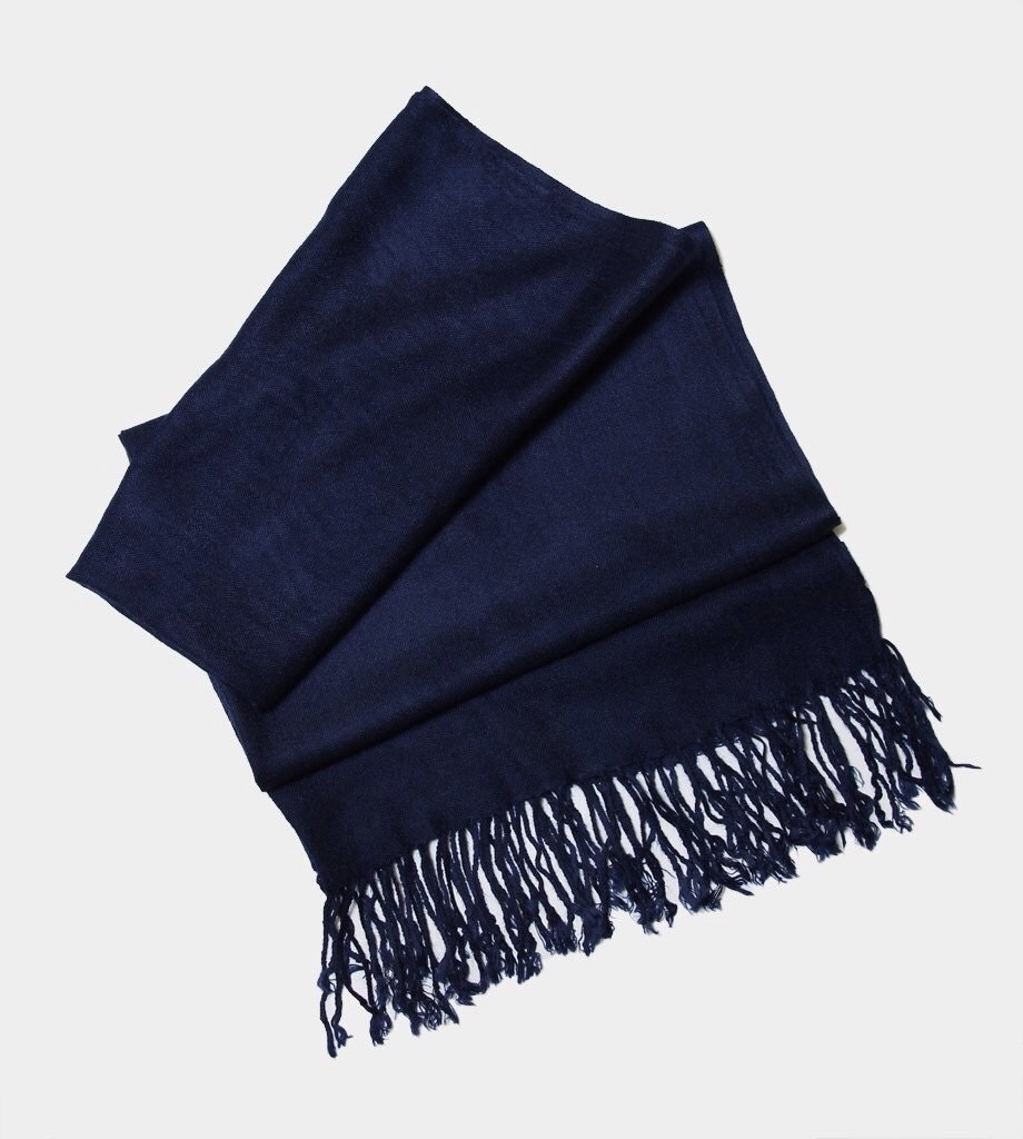 Navy blue pashmina scarf shawl / personalized initial shawl