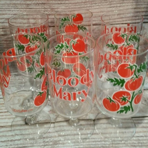Culver Bloody Mary Glasses Vintage footed glassware vintage
