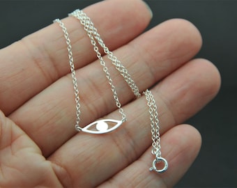 All Sterling silver Evil Eye necklace, Protection necklace, layered necklace, Evil Eye Jewelry, celebrity inspired jewelry