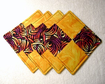 Cool Coasters - Quilted Coasters - 4 3/4" Coasters - Kitchen Wares - Kitchen - Fabric Coasters - Coffee - C5