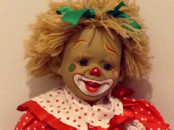 Vintage Rare Baby Girl Clown Expression Doll By by ChicCollective