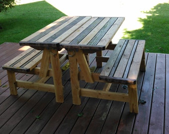 Trestle Style Picnic Table with Benches by SandmannSpecialties