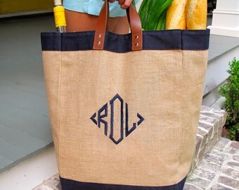 monogrammed picnic basket tote