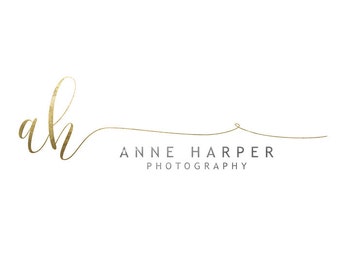 Photography logo - calligraphy gold glitter logo, gold watermark n061