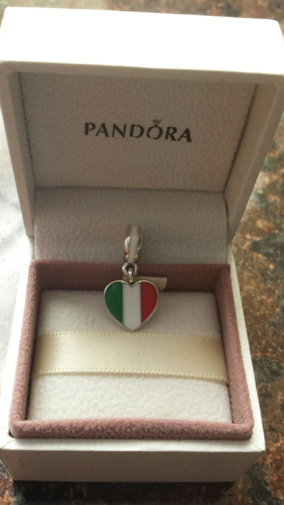 authentic pandora italy heart flag dangle charm 791547ENMX