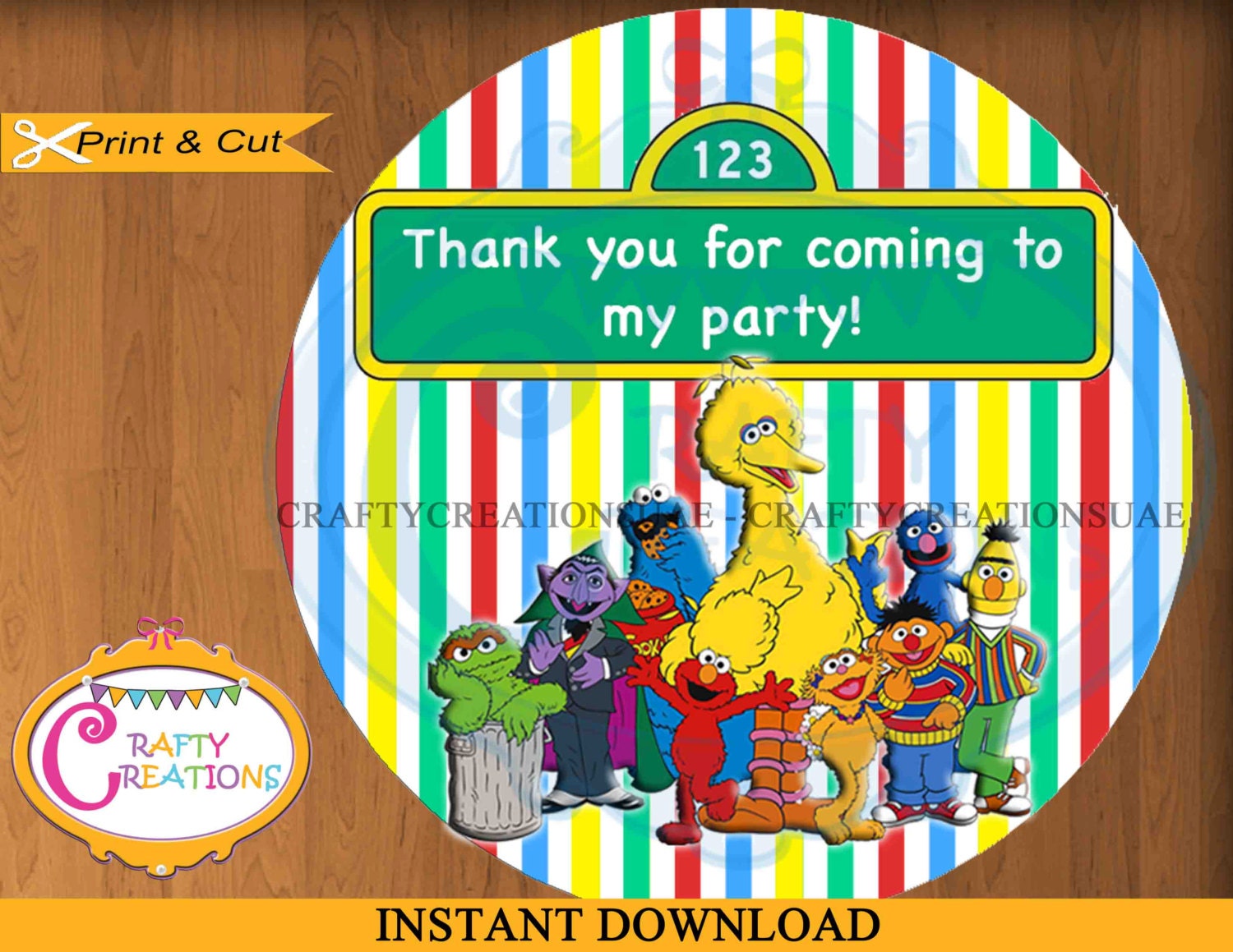 Sesame Street Favor Tags Sesame Street Thank You Tags