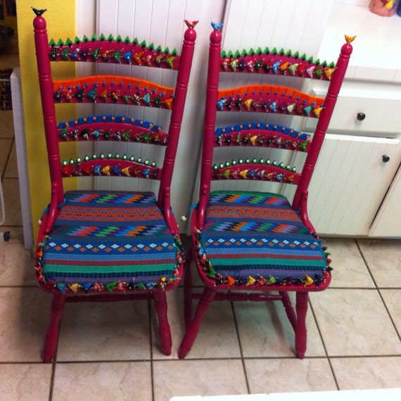 Matching Indian Bird Chairs by JABneedlecrafts on Etsy