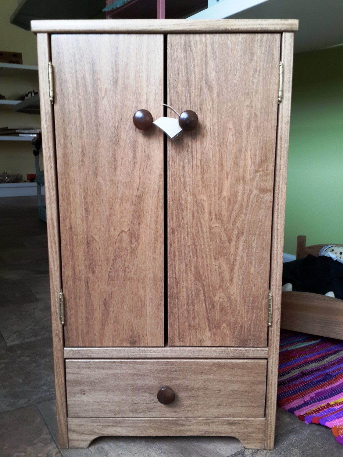 Wooden Doll Wardrobe Tall Clothes by RusticToyBarn on Etsy