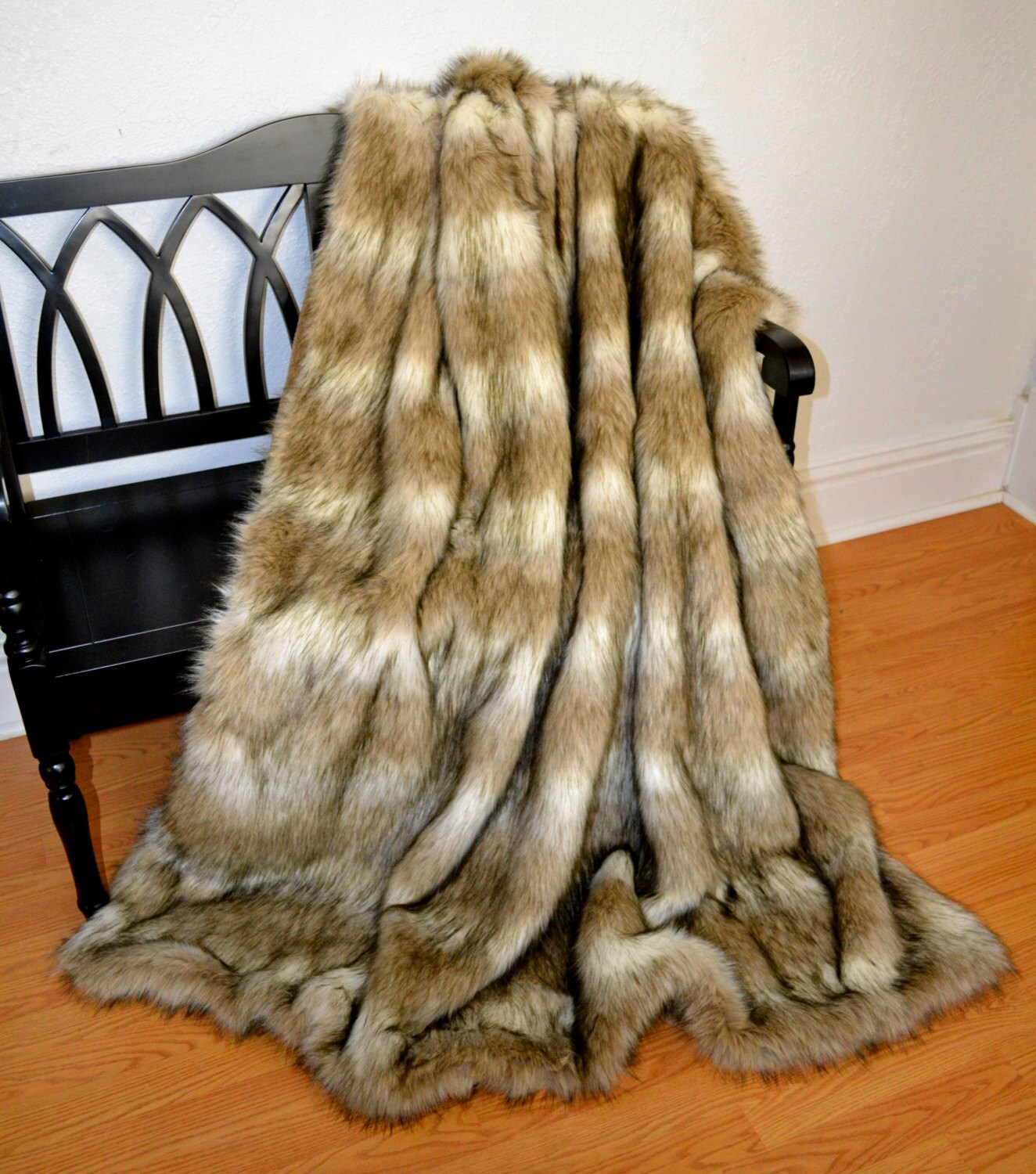 Ready To Ship Faux Fur Throw Blanket Wolf Faux Fur Fur