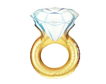 Engagement Ring Balloon - Large Foil Mylar - Jumbo 37" - Wedding Diamond Ring Theme Bachelorette Party, Helium Balloon Girls Party Decor