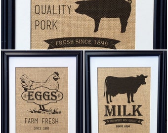 Items similar to Oink Cluck Moo Pig Chicken Cow - Kitchen Decor - Home ...