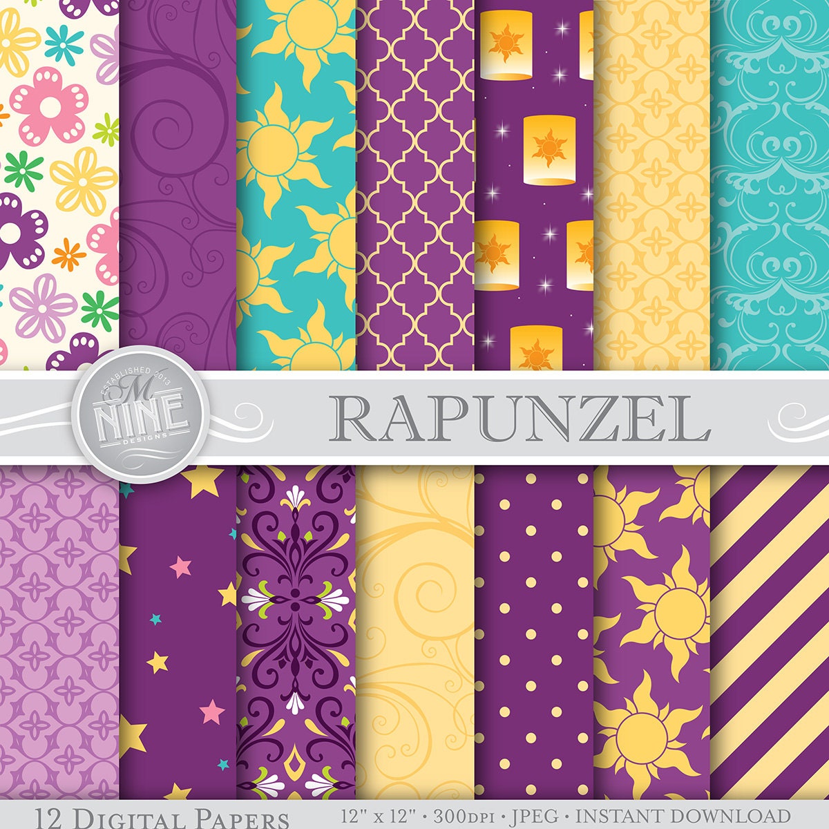 RAPUNZEL Digital Paper: Tangled Inspired Pattern Prints