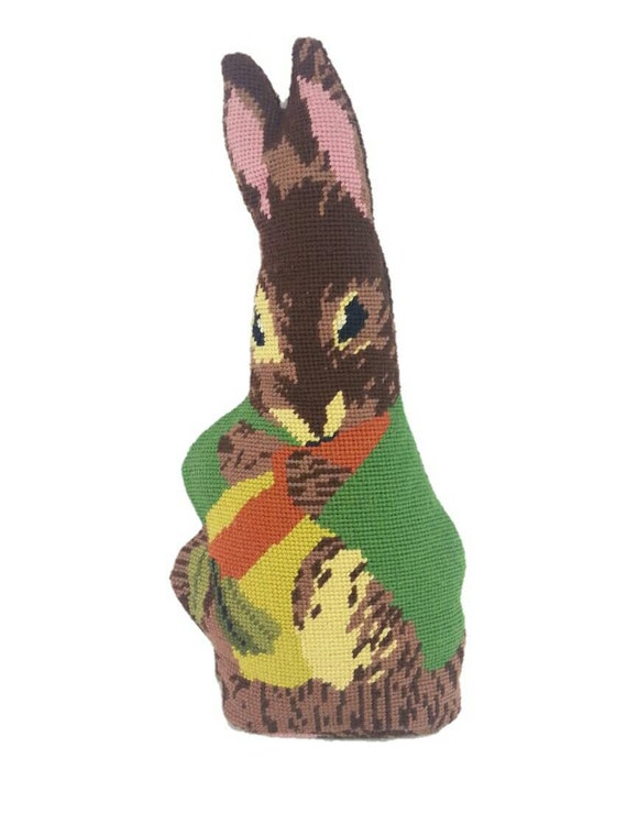 needlepoint bunny pillow