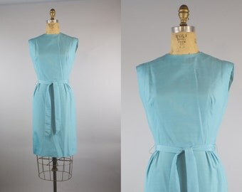 Blue Lagoon Dress / 1960s Blue Shift Dress / 1960s Dress