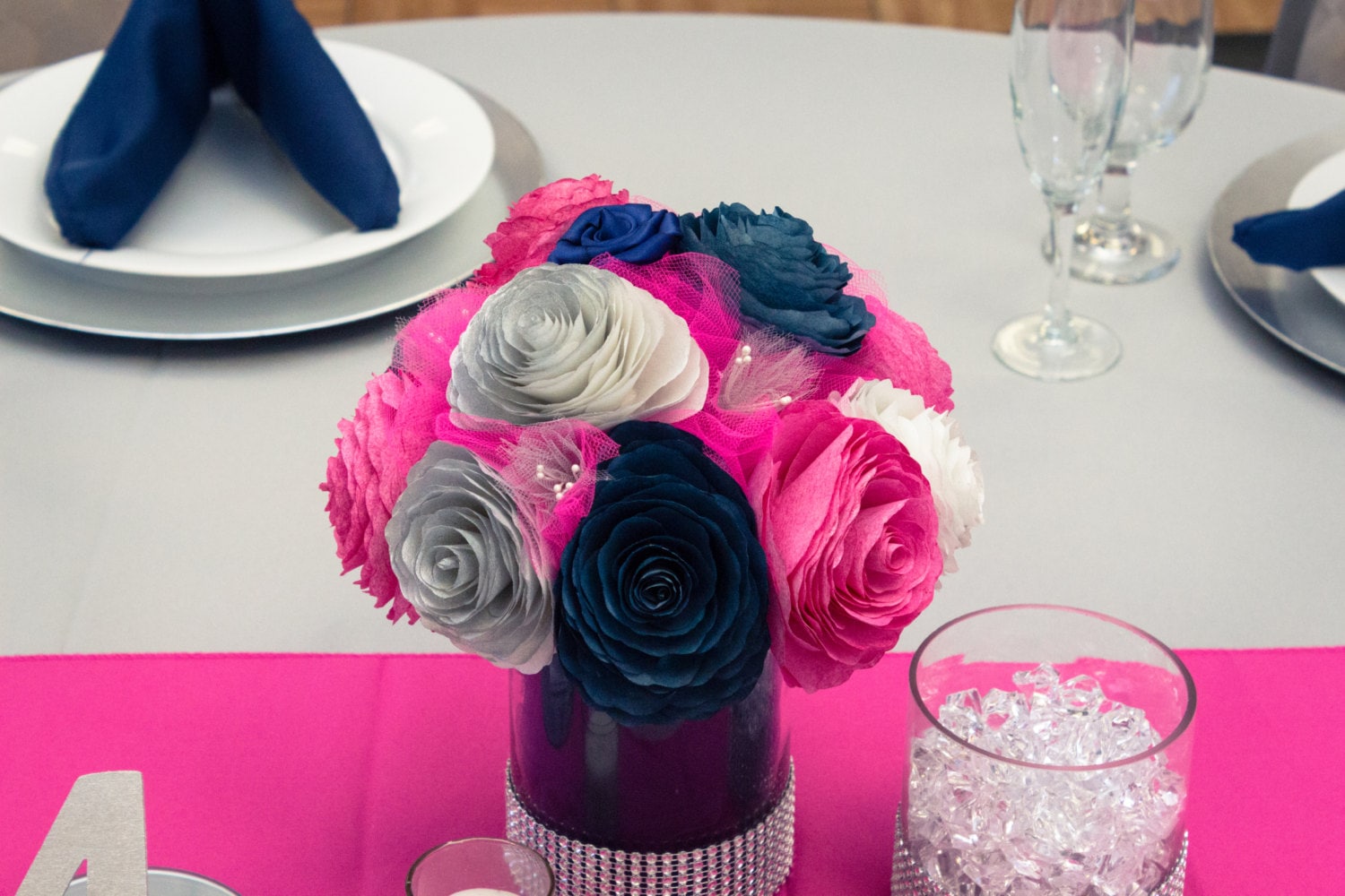 Navy Blue Hot Pink Wedding 61