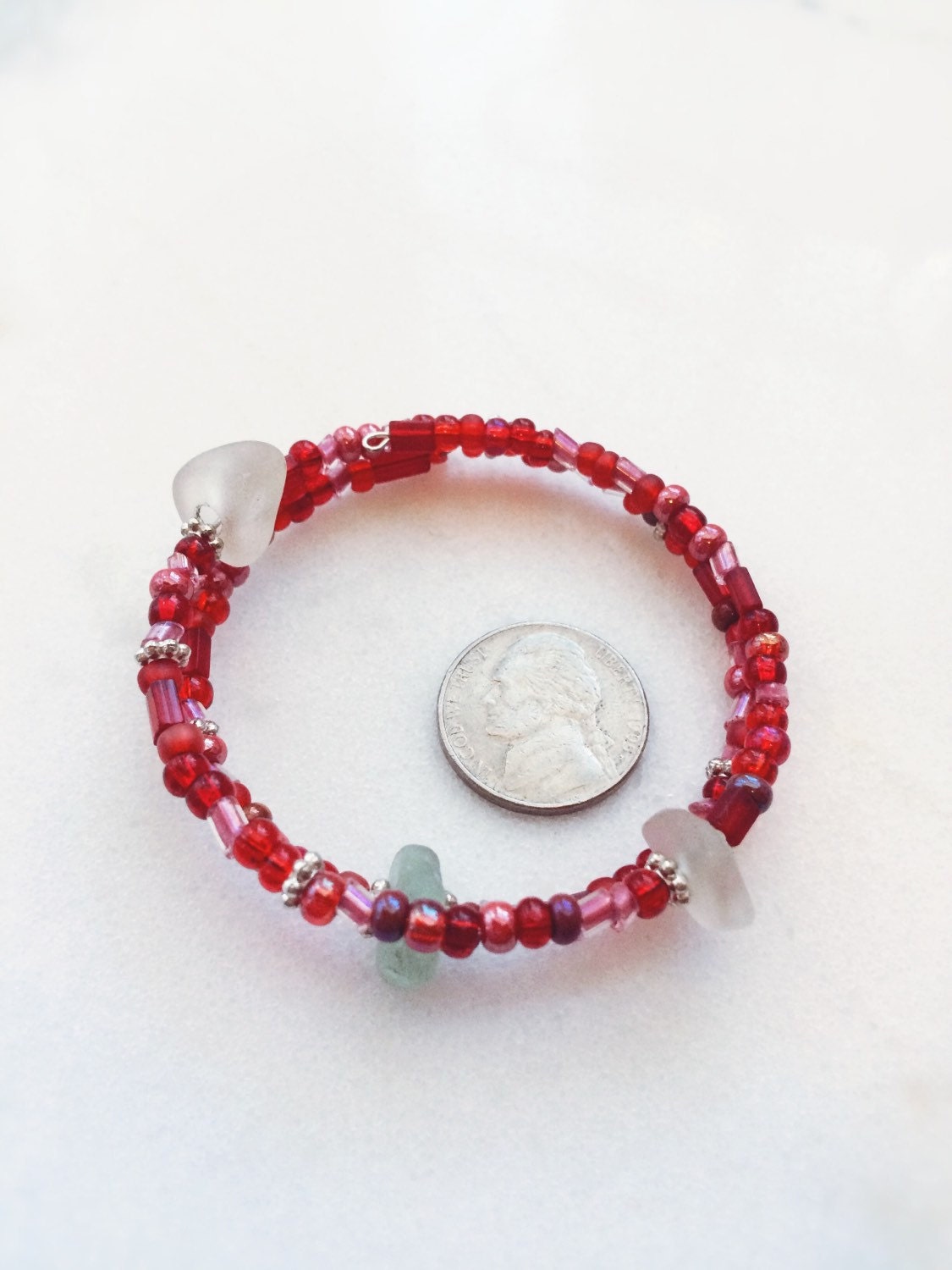 Sea Glass Bracelet Red Memory SeaGlass Beaded Jewelry Fun