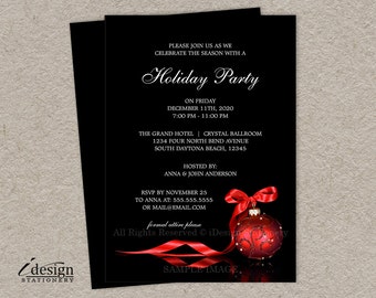 Christmas Or Holiday Party Invitation With Rsvp Card