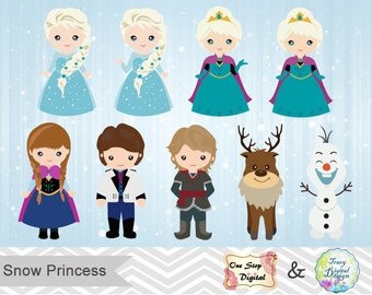 Instant Download Snow Princess ClipArt, Frozen Clipart, Snow Princess Clip Art, Frozen Clip Art, 00177