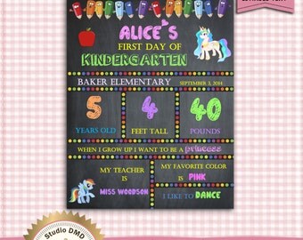 First Day of School Sign, Girl, Back to School, Kindergarten, Pre-School - My Little Pony - DOWNLOAD Instantly - EDITABLE TEXT in Word