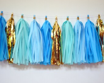 Baby Shower Tassel Garland - tissue tassel garland - baby boy shower decoration - gender reveal decor - balloon tassel garland - photobooth