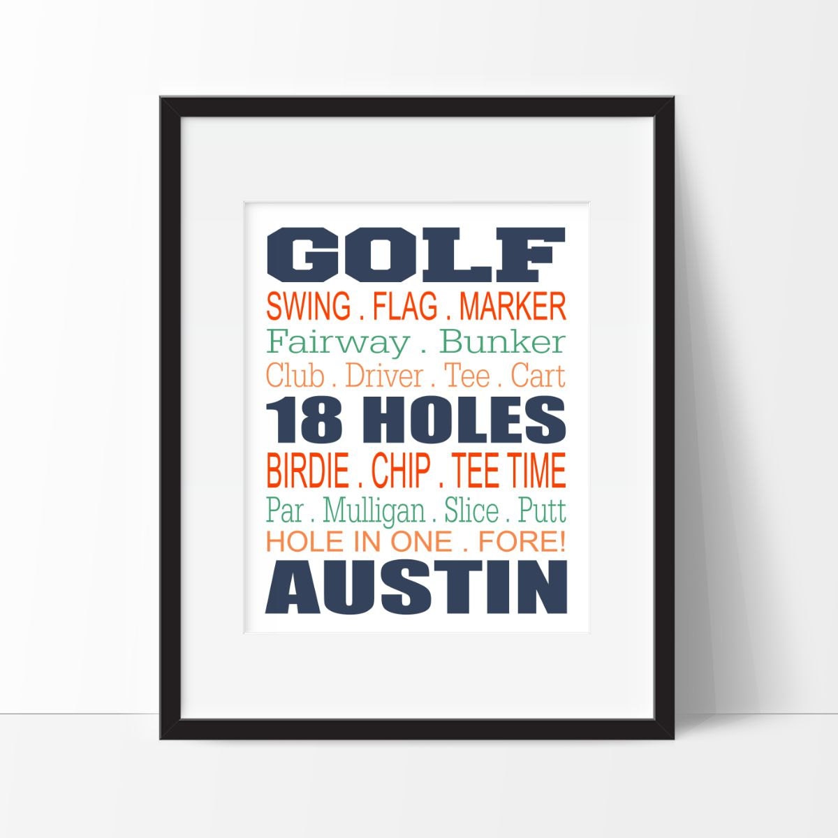 Golf Wall Art Golf Decor Golf Typography Personalized