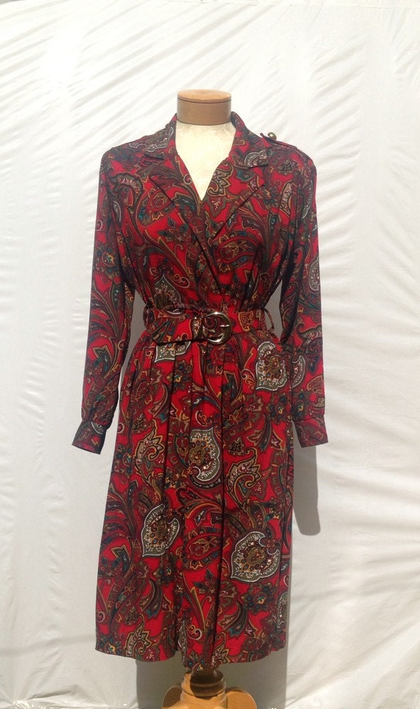 1980s wrap dress – red paisley print – Haute Juice