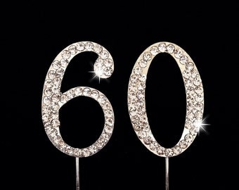 60th Birthday Cake Topper - 60th Anniversary Cake Topper - 1.75 Inches Tall - Cake Decoration