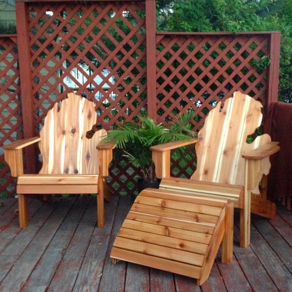 Chair and Ottoman Set Michigan Adirondack Handmade Cedar Wood