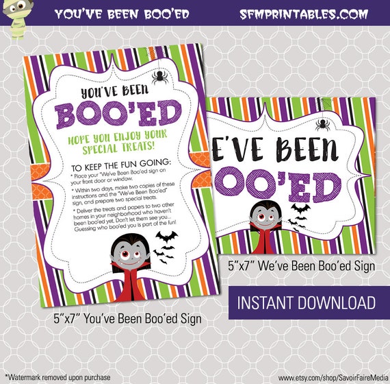 We've Been Boo'ed Halloween Secret Candy Gift Tag Printable DIY - Girl Vampire Bright Modern Spooky