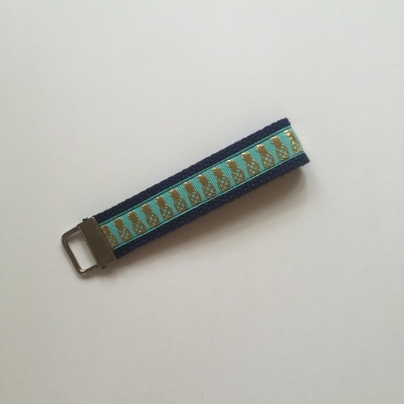 Pineapple Key Fob / Grosgrain Ribbon by SimplyKatsKreations