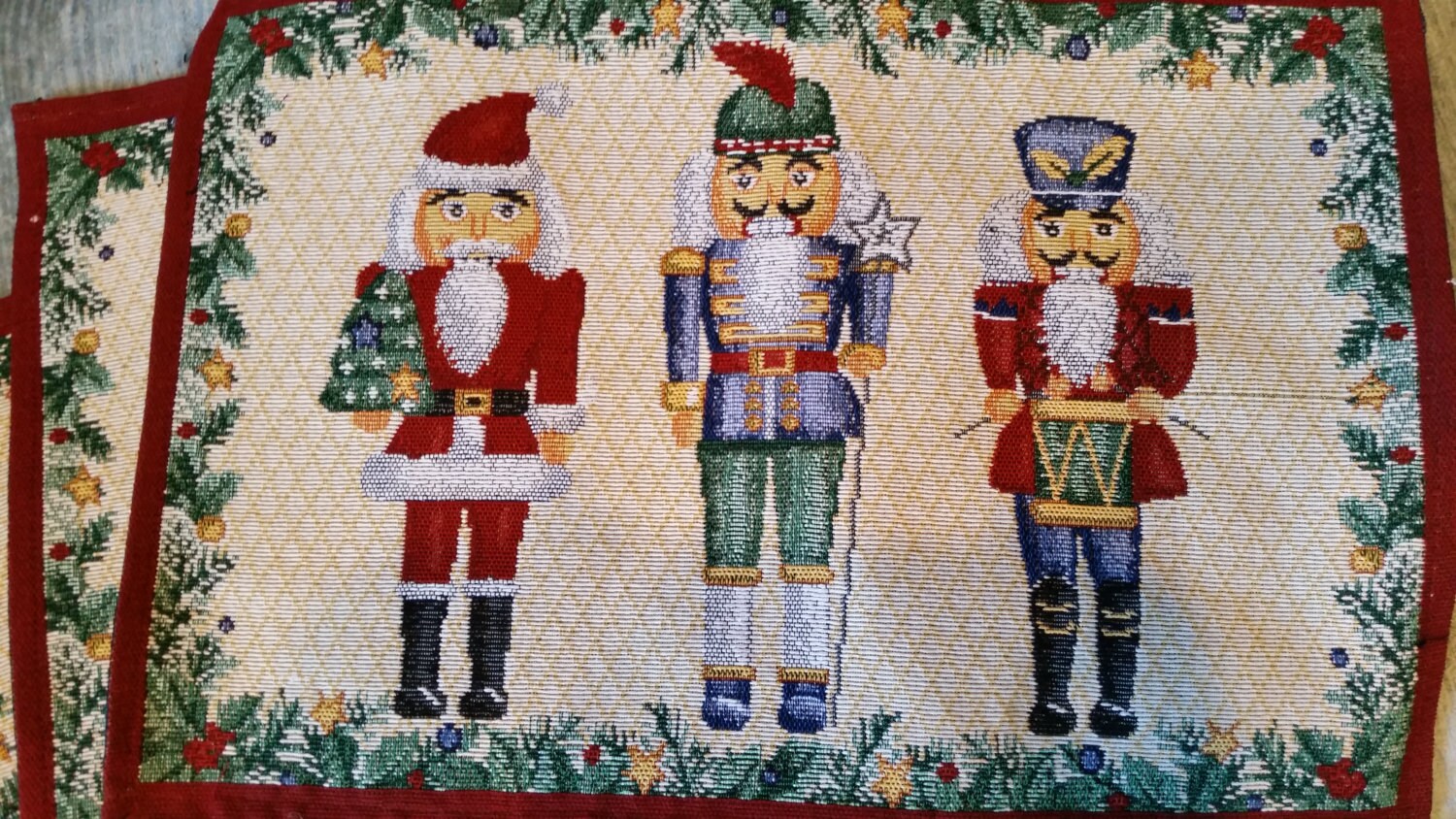 Vintage Lillian Vernon Tapestry Nutcracker Placemats Set of