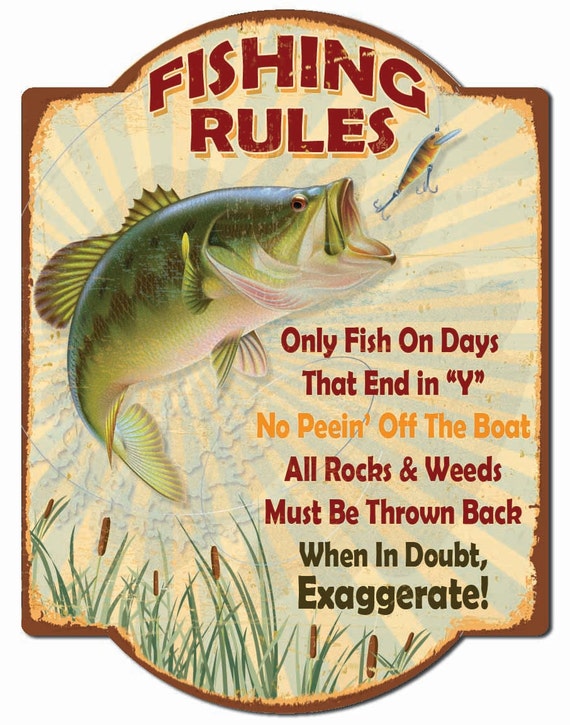 Fishing Rules Hardboard Wall Sign