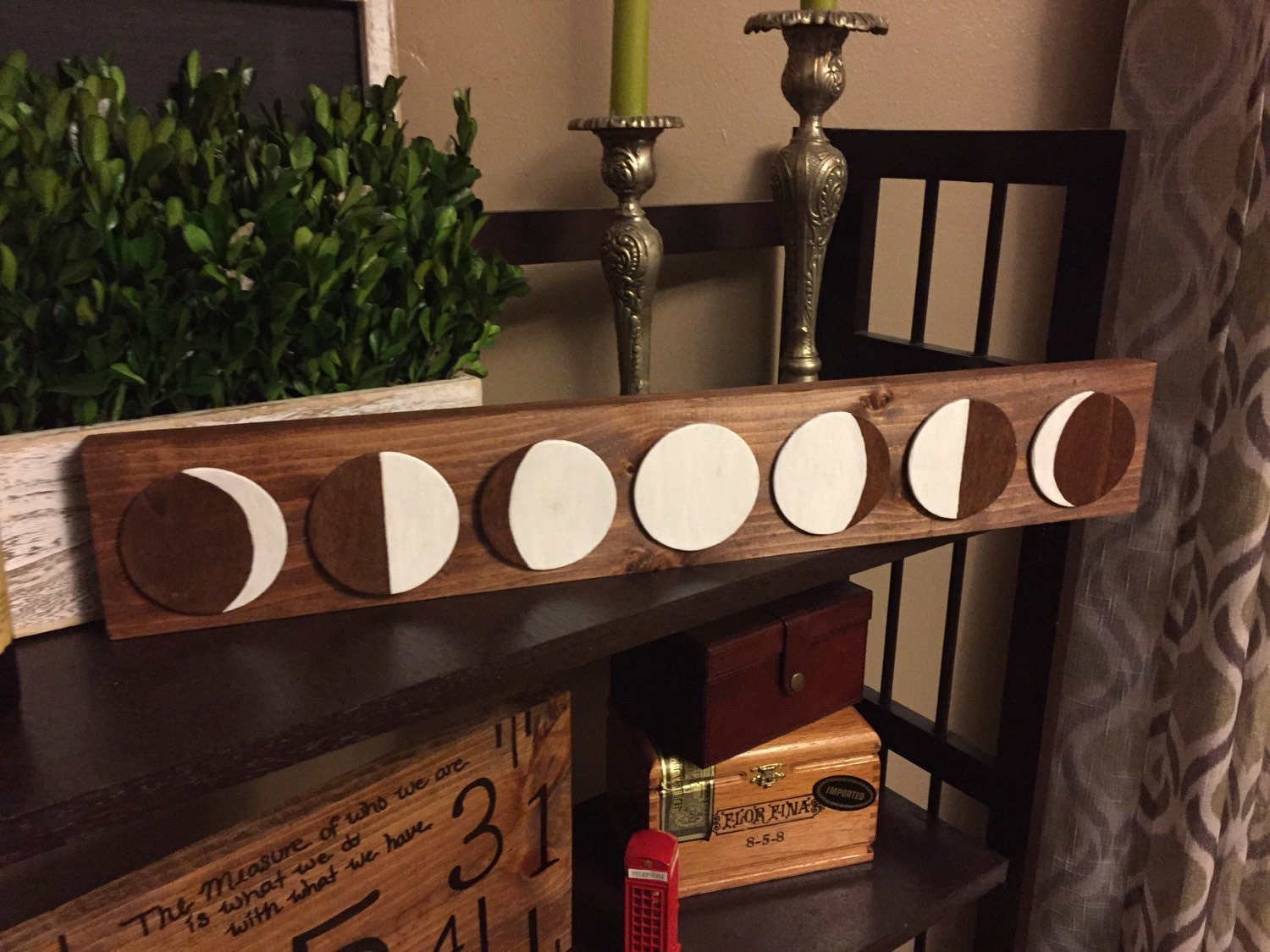 Wooden Moon Phase Wall Art Wall Hanging Block