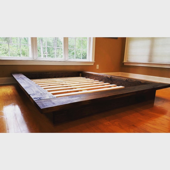 Custom Solid Wood, Wide Ledge Platform Bed With or Without Slanted