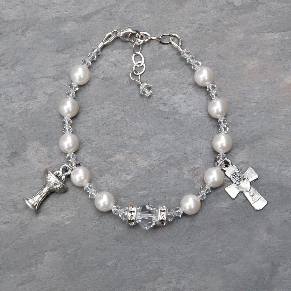 Personalized First Holy Communion Rosary Bracelet for Girls
