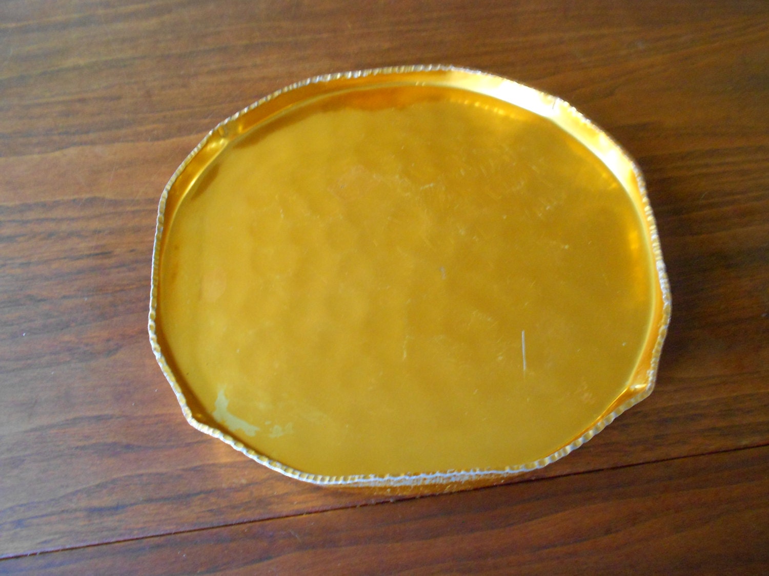 Vintage Aluminum Orange Serving Tray and Glass Haute Juice