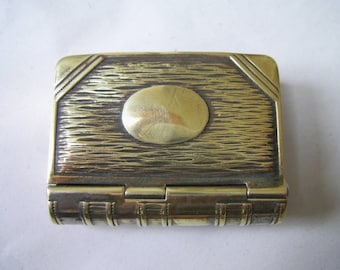 Vintage novelty BOOK Pocket Matchsafe or VESTA CASE with Stampholder circa 1902
