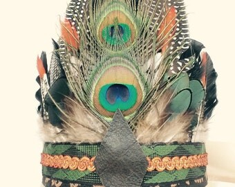 BREEZE - Bohemian Headdress, Feather Headpiece, Feather Headband, Festival Accessories, Tribal, Native American, Boho