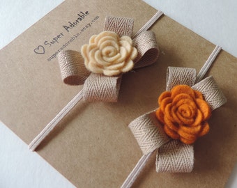 Felt Flower Headband in Fall Colors or choose YOUR color - Newborn Headband, Baby Headband, Toddler Headband, Girls Headband